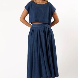 Petal and Pup MARBLE Navy A-Line Skirt